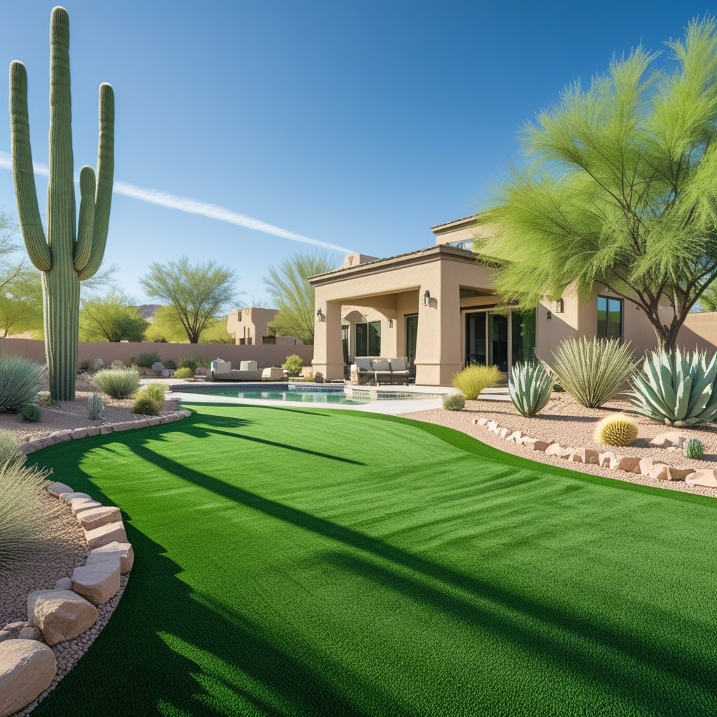 Artificial turf in an Arizona backyard