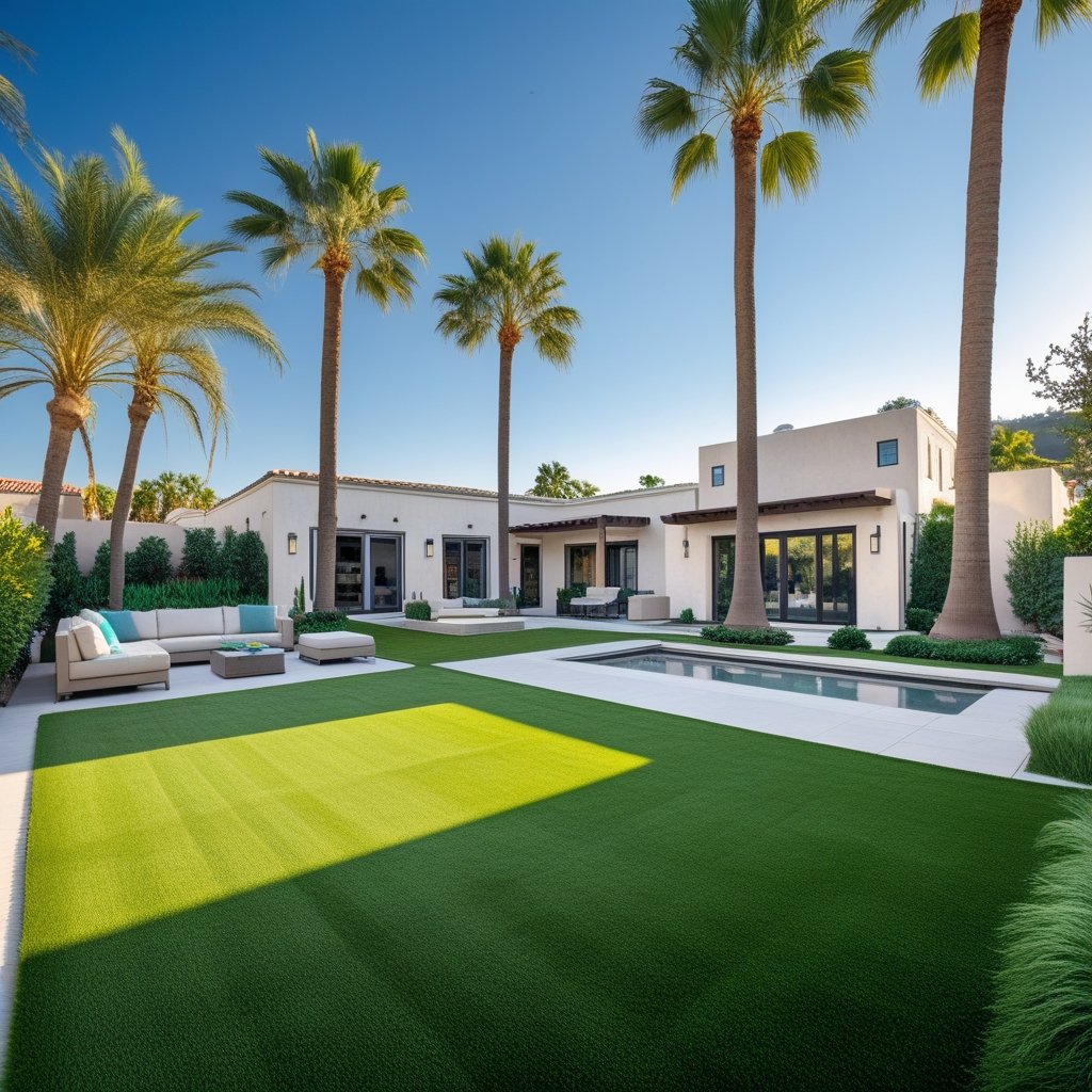 Artificial turf in a California backyard
