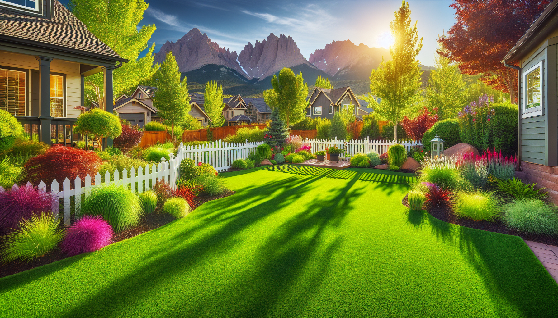 Artificial turf in a Colorado backyard