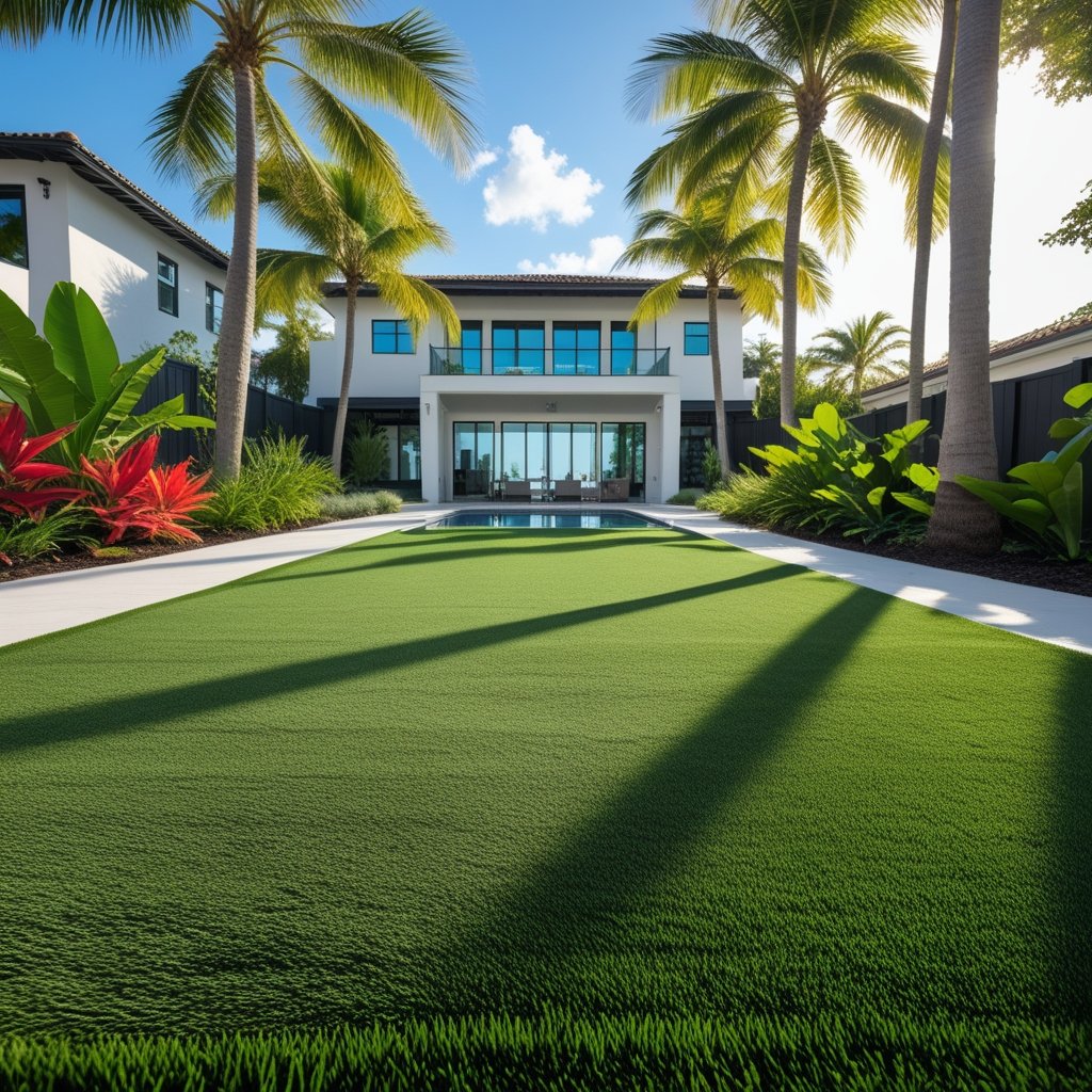 Artificial turf in a Florida backyard