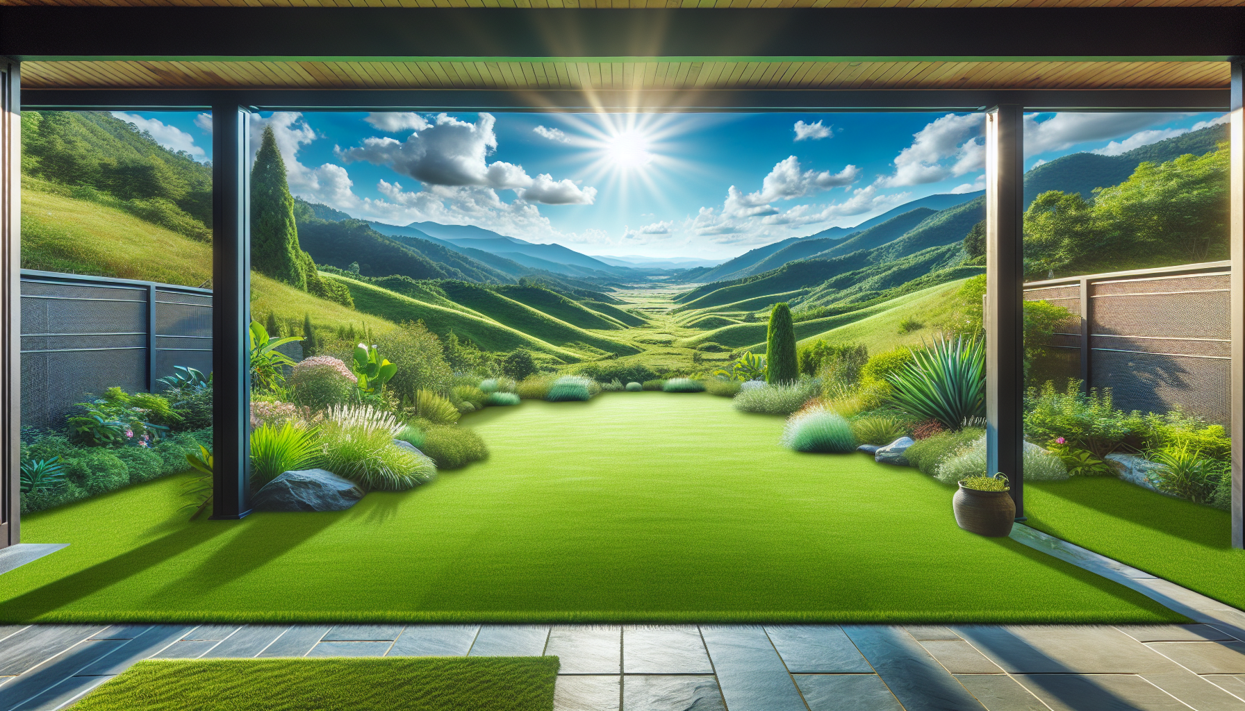 Artificial turf in a North Carolina backyard