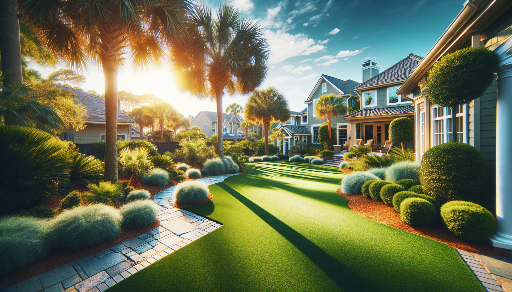 Artificial turf in a South Carolina backyard