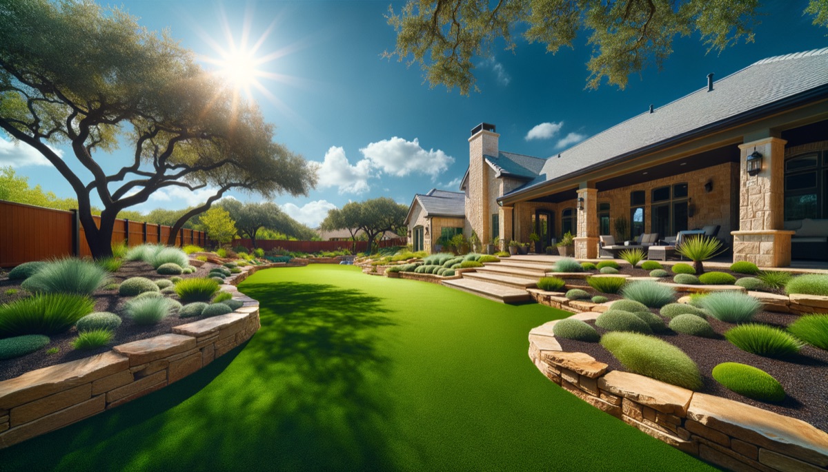 Artificial turf in a Texas backyard